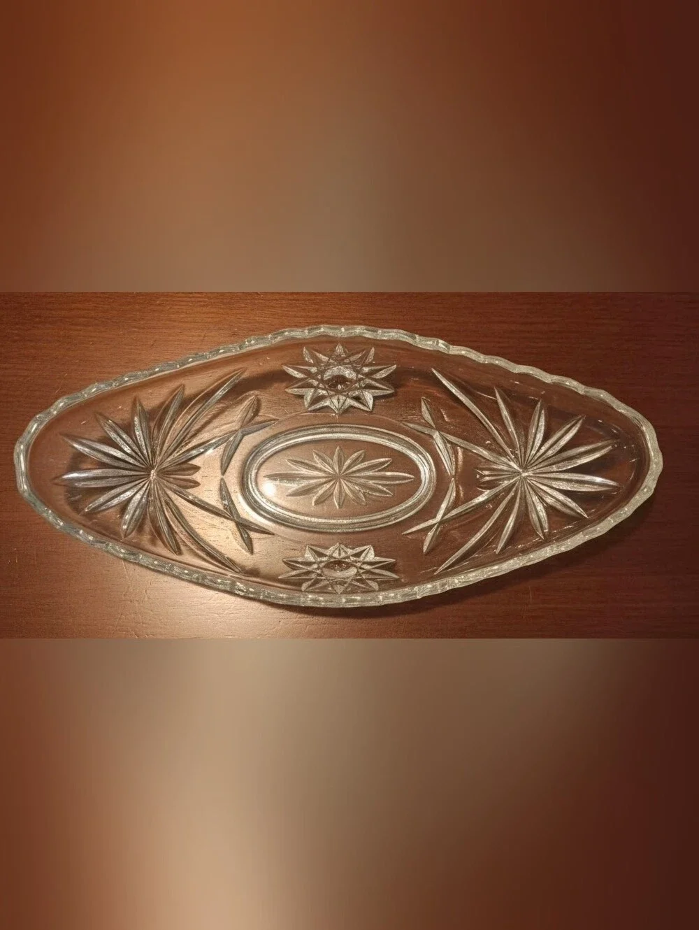 Vintage Anchor Hocking Star of David Gondola Boat Relish Dish 9 inch